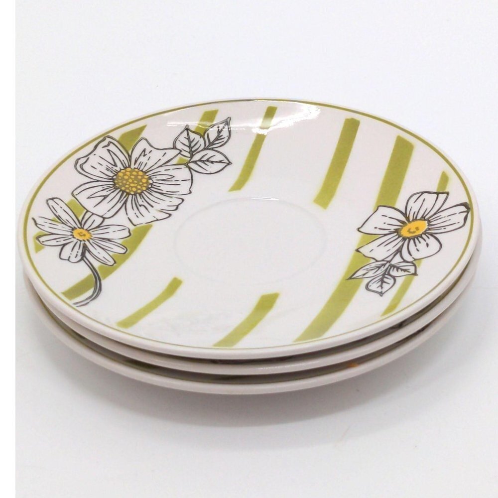 Mikasa Cera Stone Poppy Saucer Set of‎ 3 Mid Century 3159-M